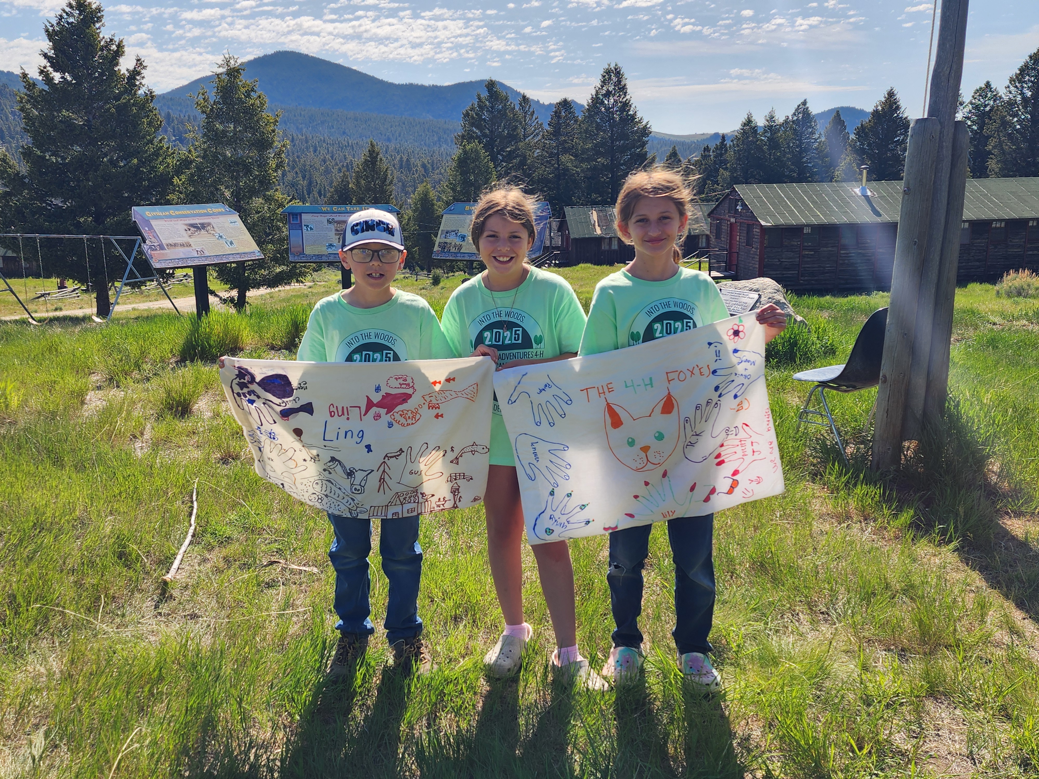 Anaconda-Deer Lodge County 4-H Members, Augustus, Ryiah, and Jaymalyn at the Inaugural Birch Creek Adventures 4-H Camp.